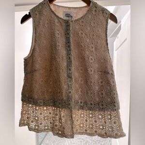Atelier Camille Cream Lace Button Up Top - Size Large